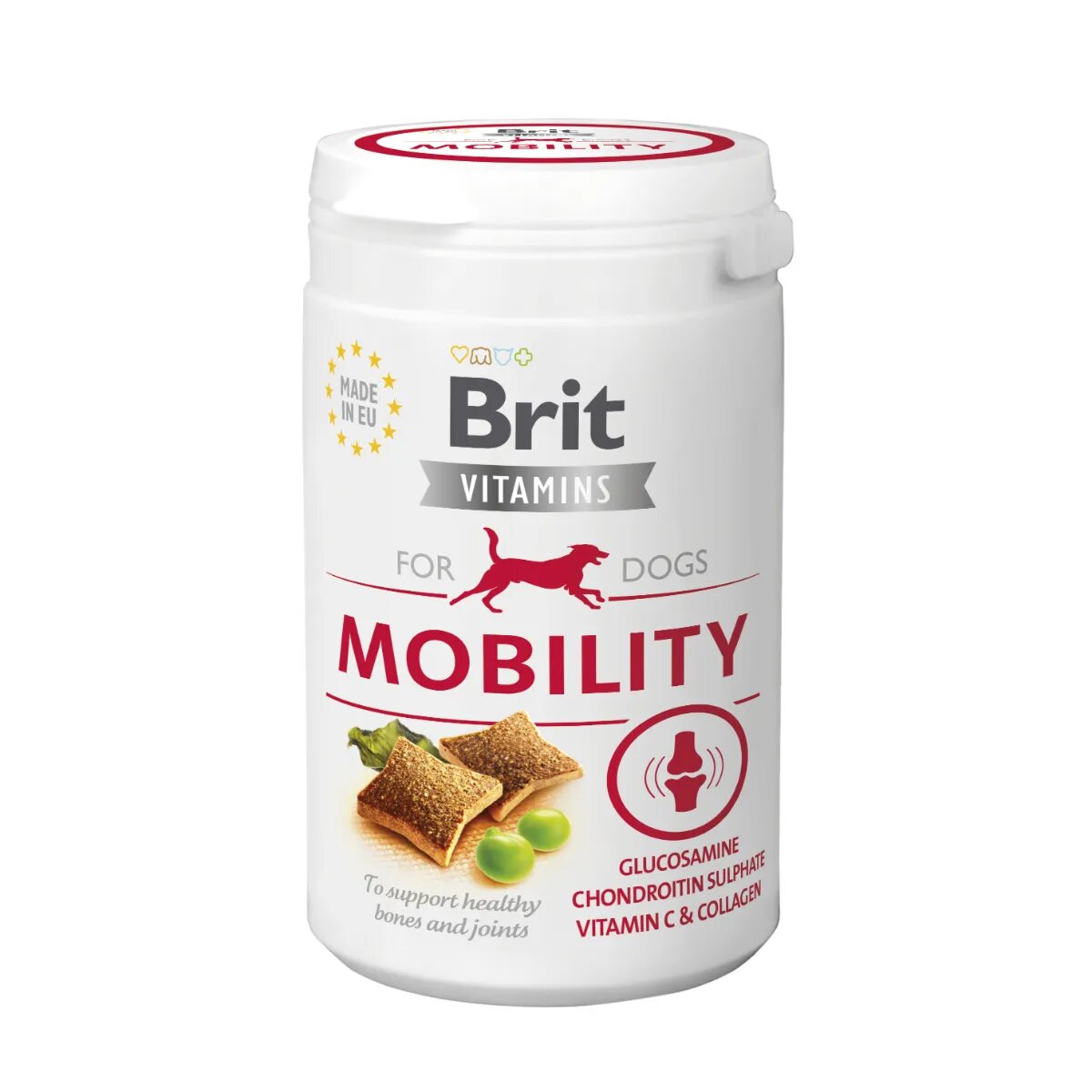 Brit Vitamins Mobility XS-XL Somon și Alge Marine cutie recompense funcționale fără cereale câini sistem articular 150g
