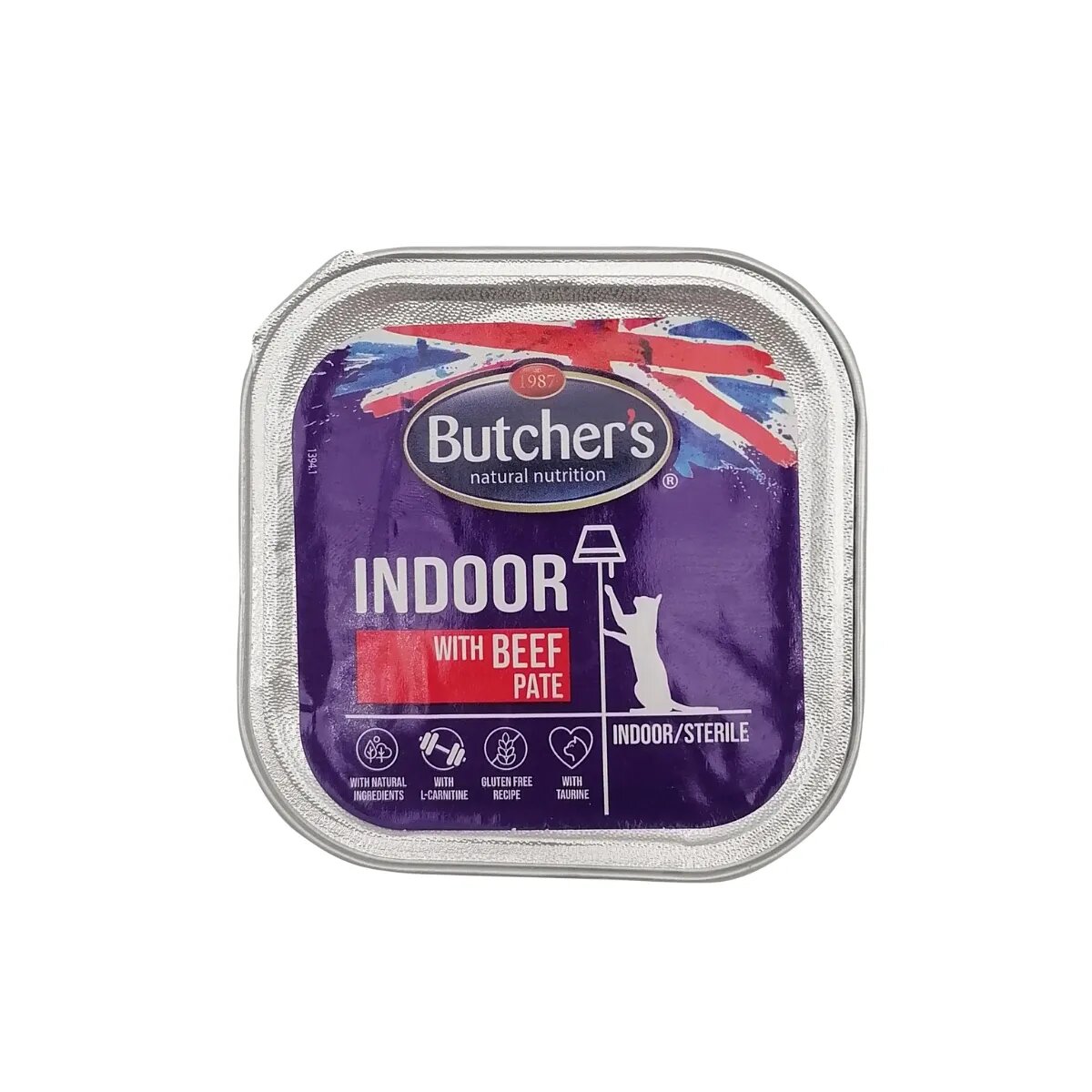 Butcher's Functional Indoor Vită tăviță hrană umedă fără cereale pisici sterilizate (pate) 100g