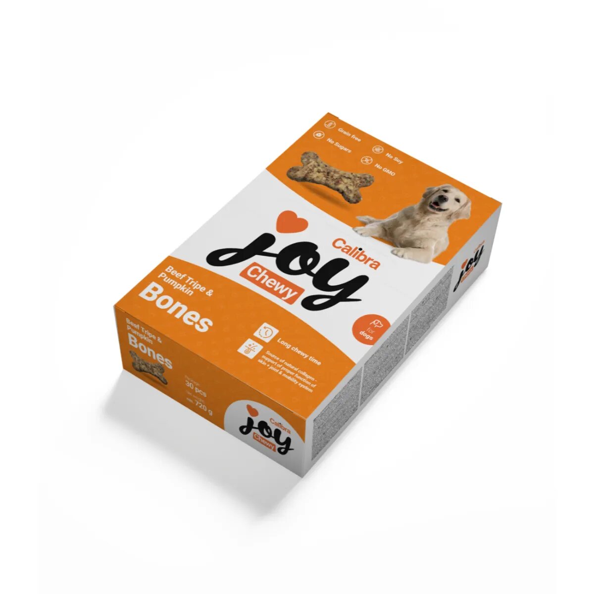 Calibra Joy Chewy Bones M-XL Burtă de Vită și dovleac punguță recompense monoproteice fără cereale câini 720g