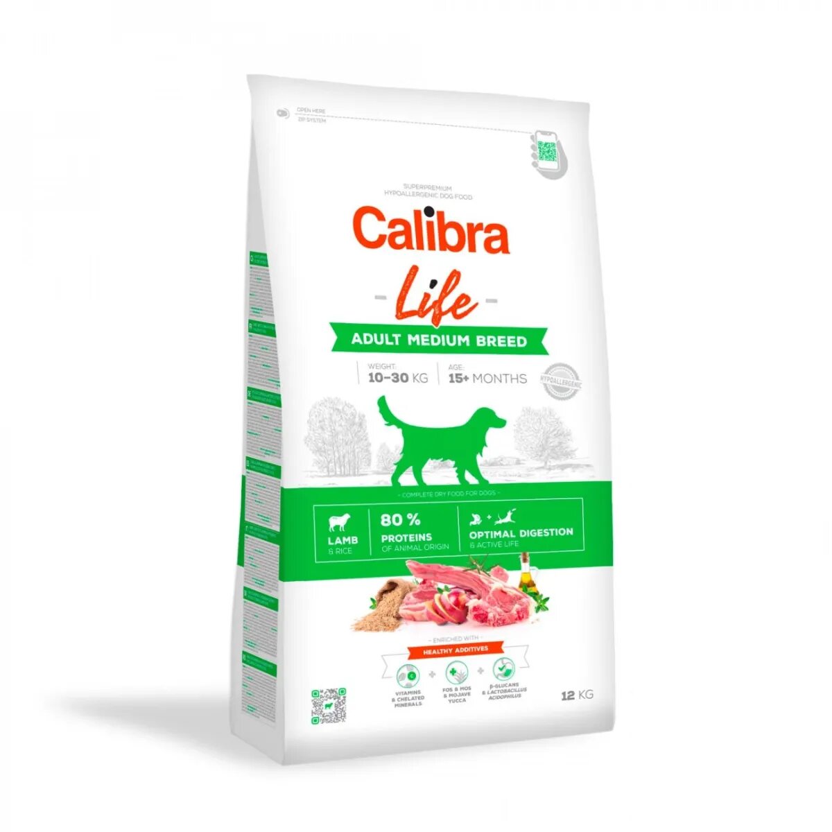Calibra Life Adult Medium Breed M Miel hrană uscată conținut redus cereale câini 2.5kg