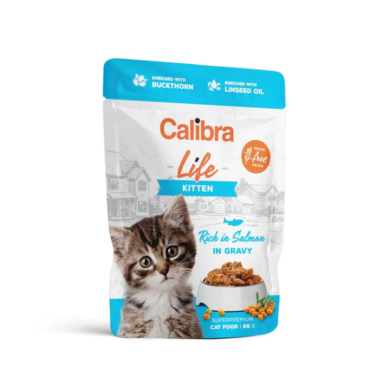 Calibra Life Somon plic hrană umedă fără cereale pisici junior (în sos) 85g