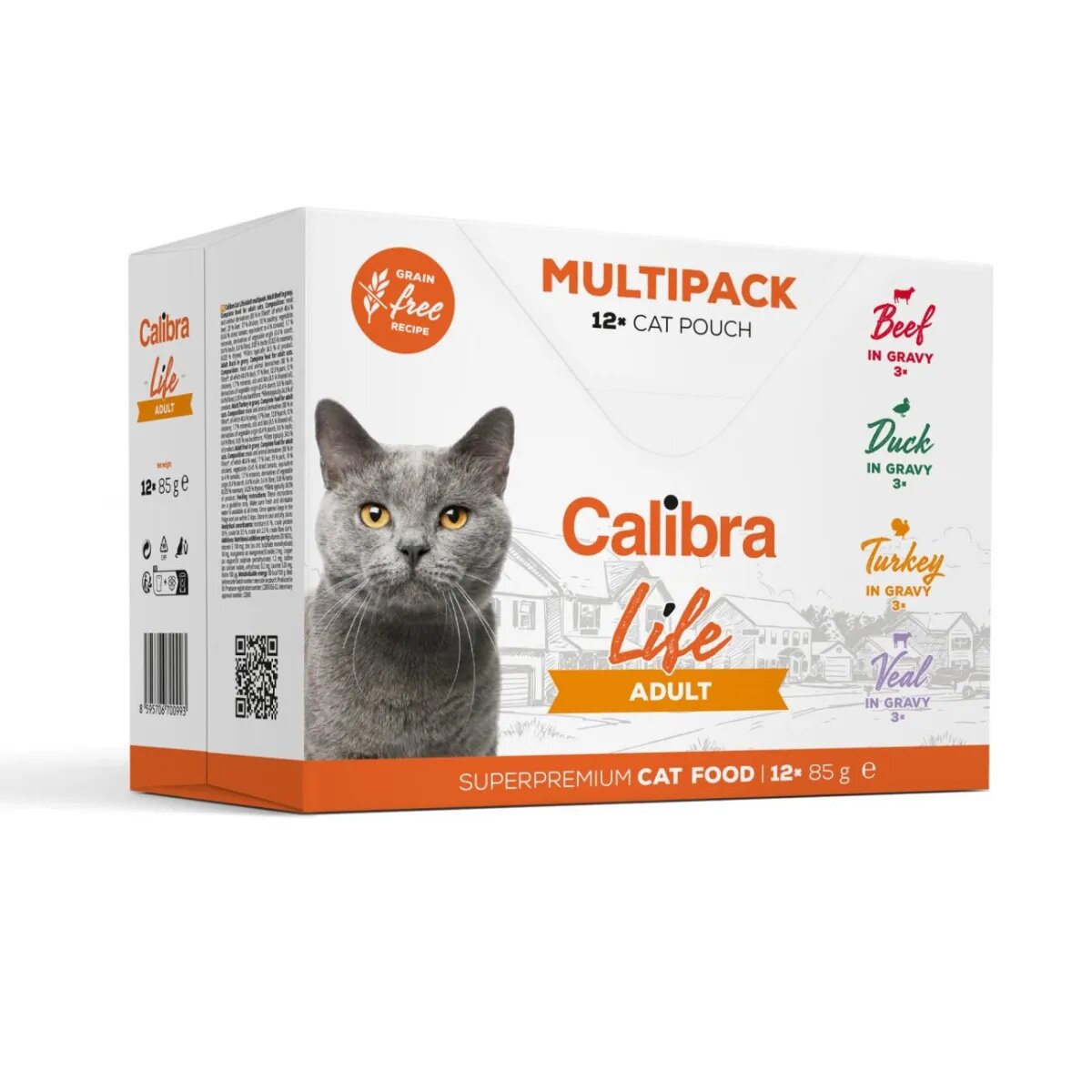 Calibra Life Vită și Rață plic hrană umedă fără cereale pisici (în sos) multipack 85g x 12buc