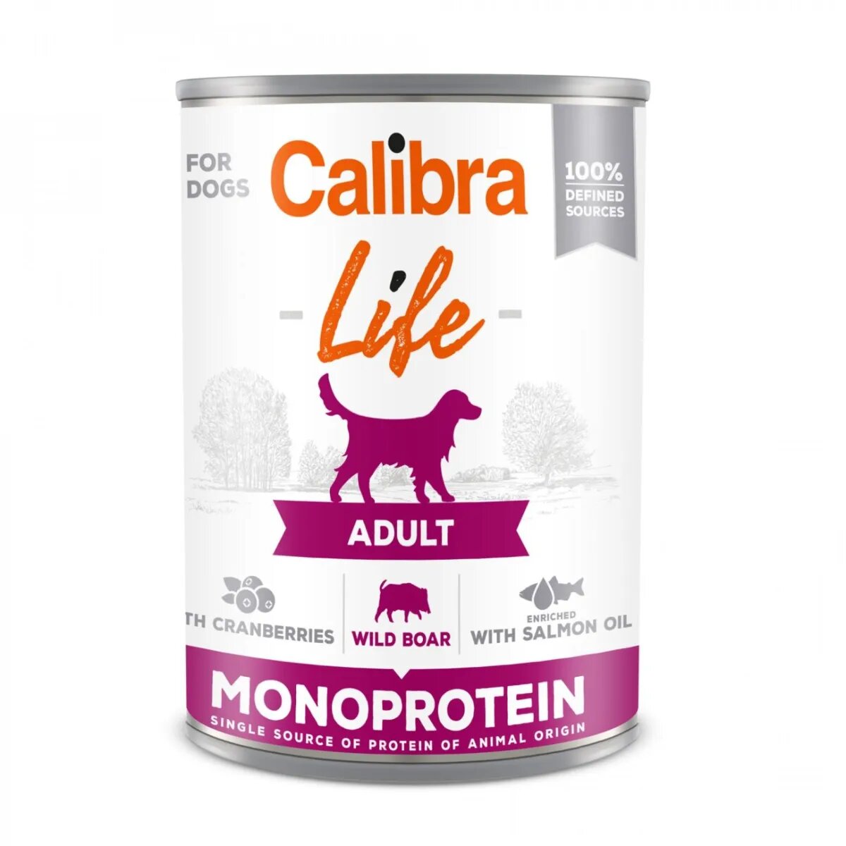Calibra Life XS-XL Mistreț și Merișoare conservă hrană umedă monoproteică fără cereale câini (pate) 400g