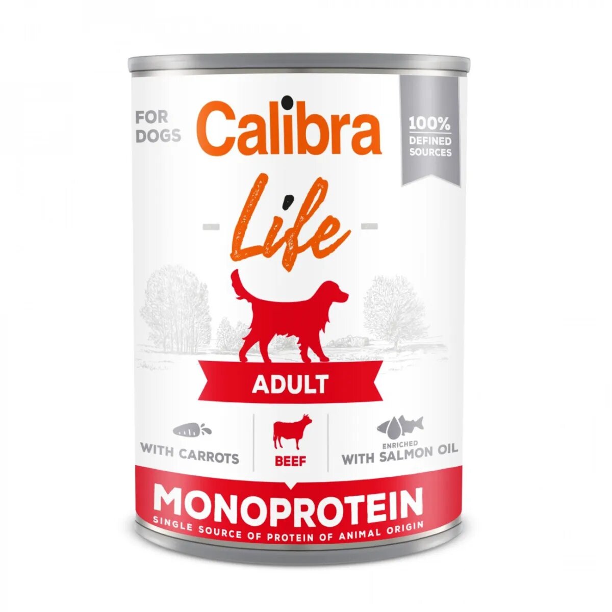 Calibra Life XS-XL Vită și Morcov conservă hrană umedă monoproteică fără cereale câini (pate) 400g