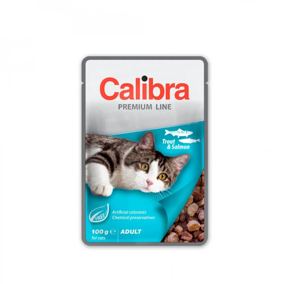 Calibra Premium Line Păstrăv și Somon plic hrană umedă pisici (în suc propriu) bax 100g x 24buc