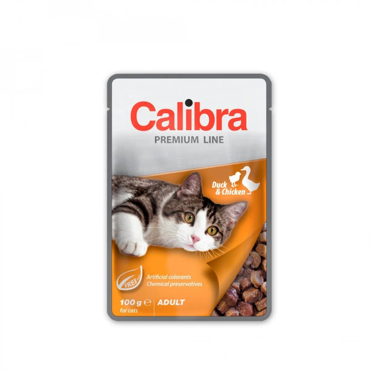 Calibra Premium Line Rață și Pui plic hrană umedă pisici (în suc propriu) 100g