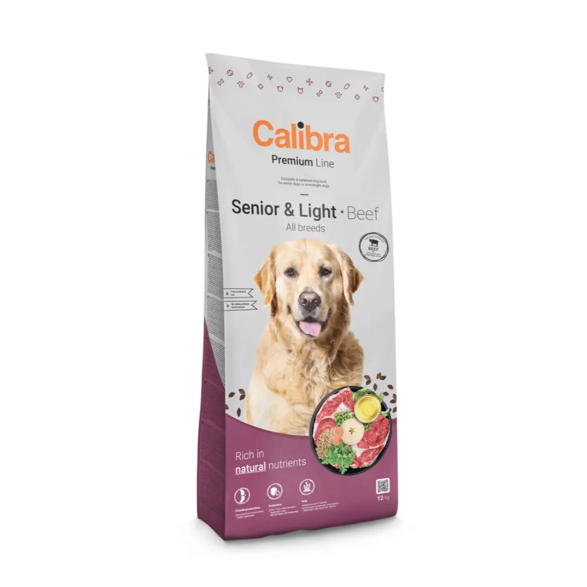 Calibra Premium Line Senior & Light XS-XL Vită hrană uscată câini senior obezitate 12kg