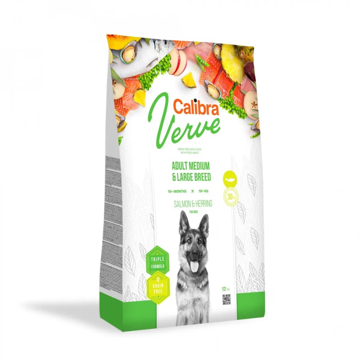 Calibra Verve GF Adult Medium & Large Breed M-XL Somon și Hering hrană uscată fără cereale câini 12kg