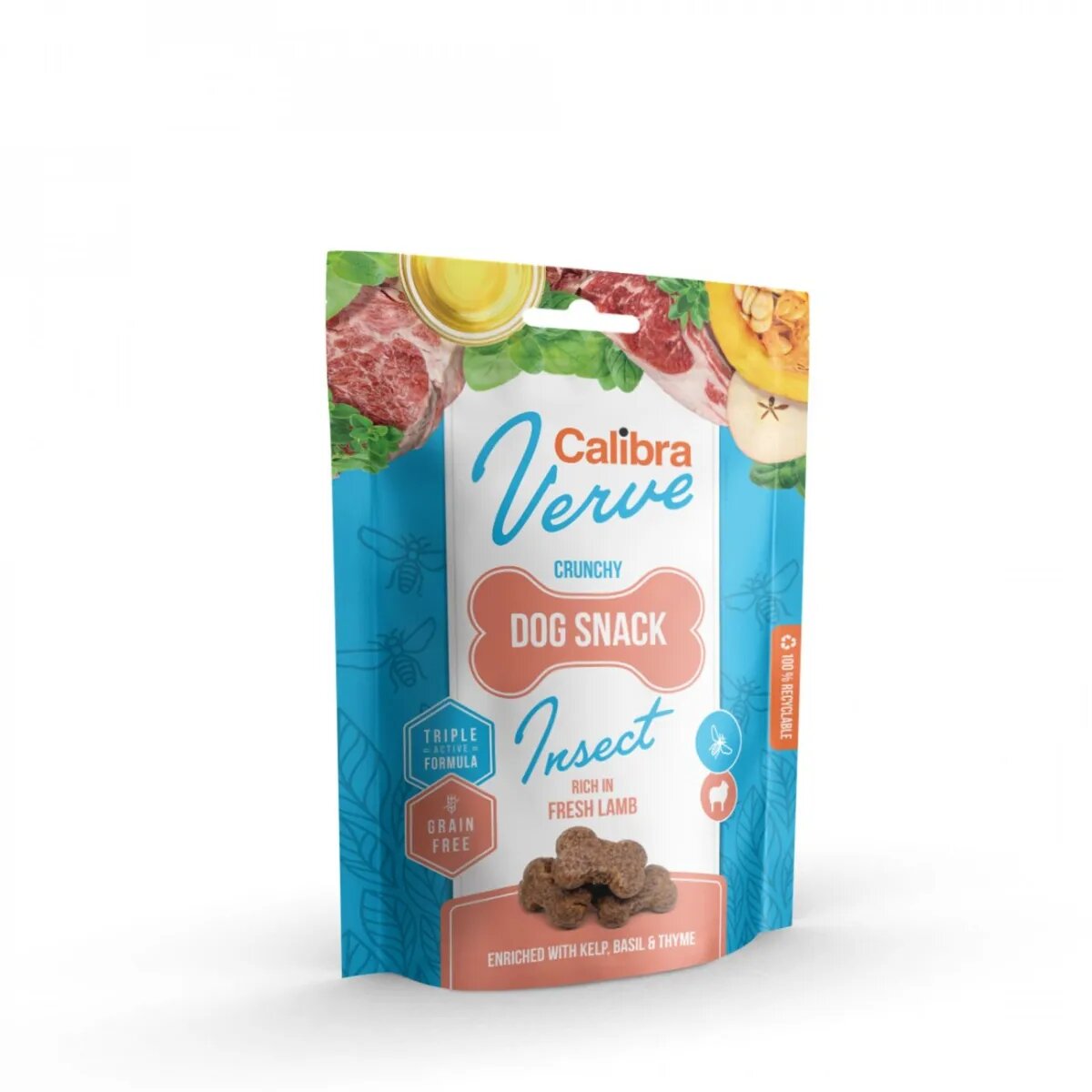 Calibra Verve GF Crunchy Snack XS-XL Insecte și Miel punguță recompense fără cereale câini 150g