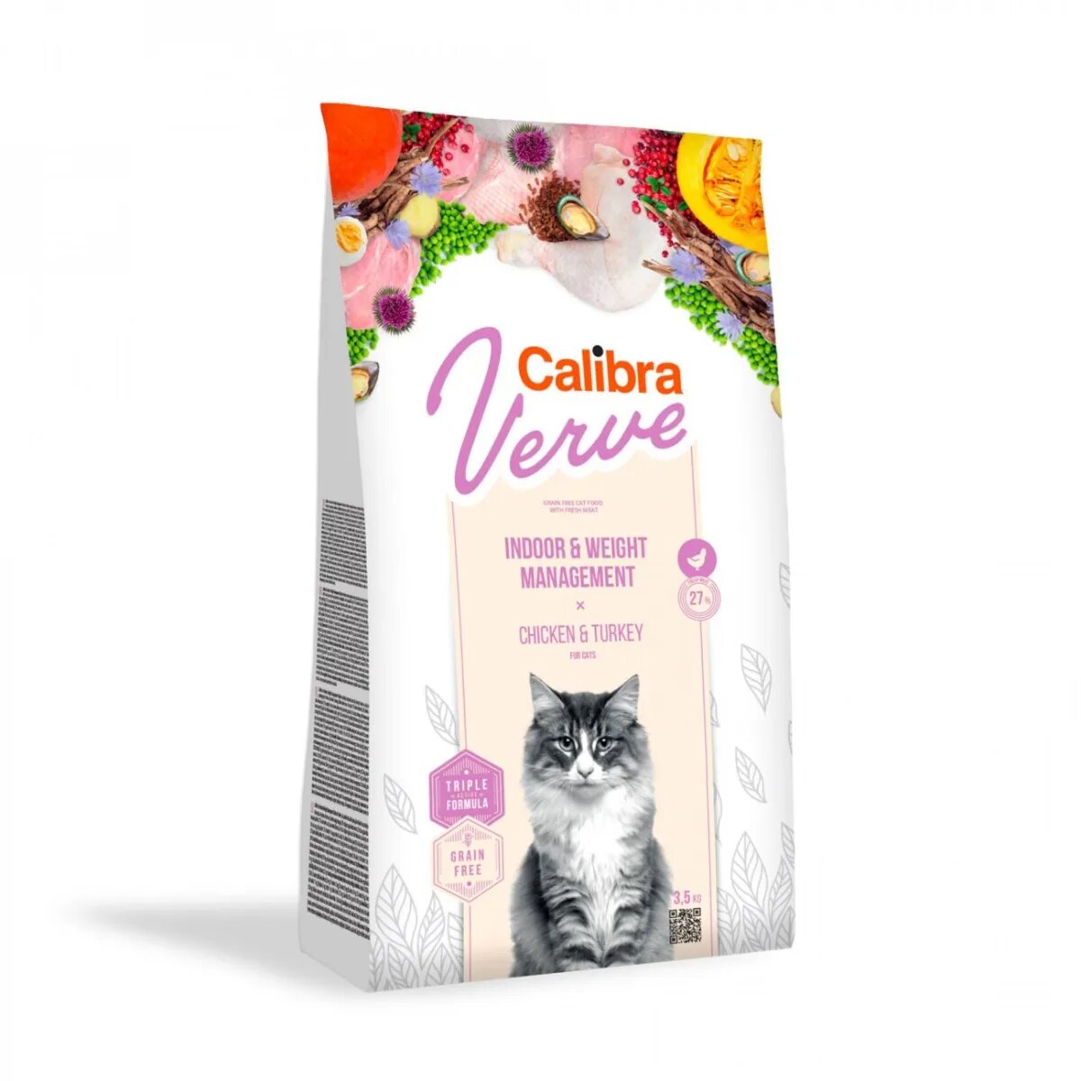 Calibra Verve GF Indoor & Weight Pui și Curcan hrană uscată fără cereale pisici obezitate 3.5kg