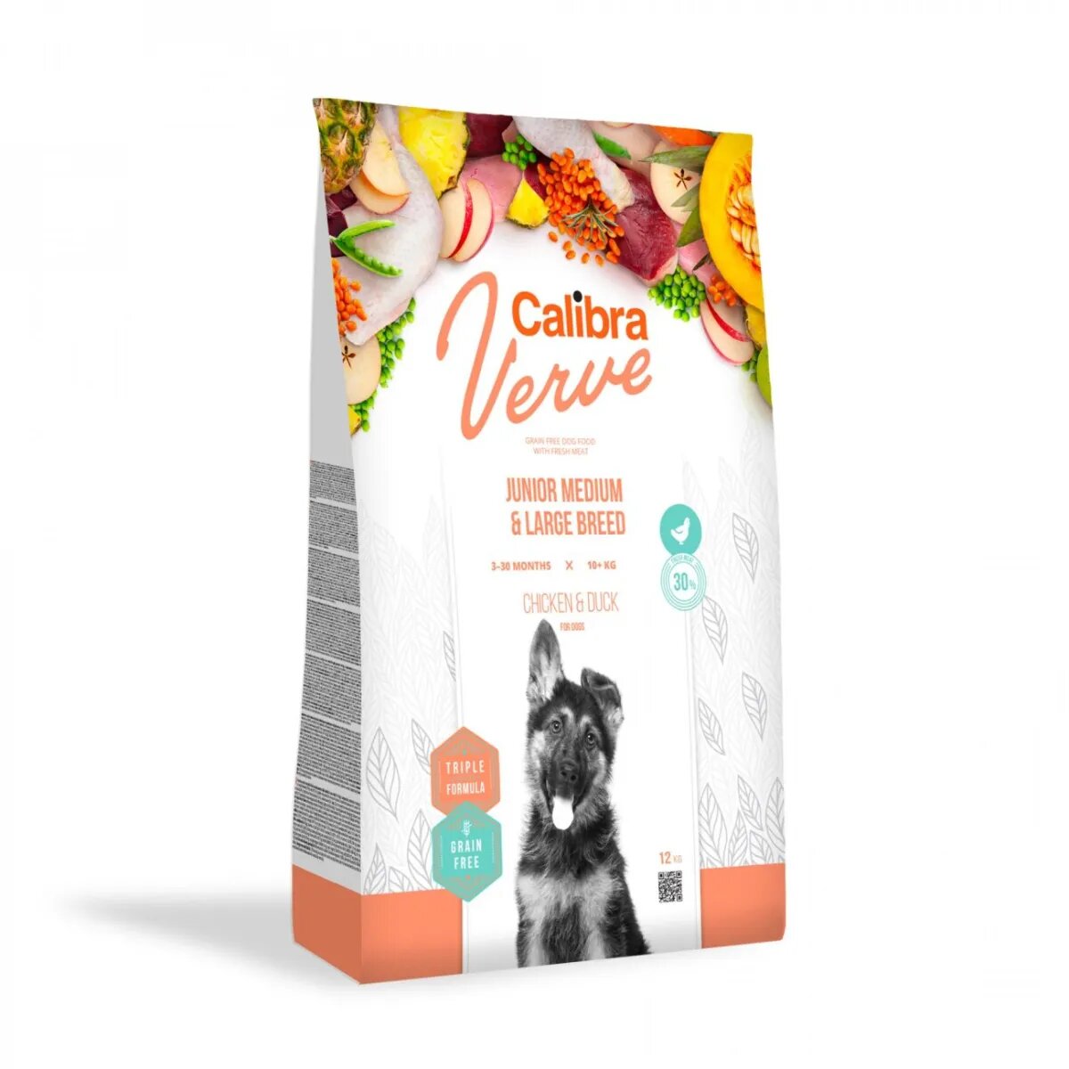 Calibra Verve GF Junior Medium & Large M-XL Pui și Rață hrană uscată fără cereale câini junior 12kg