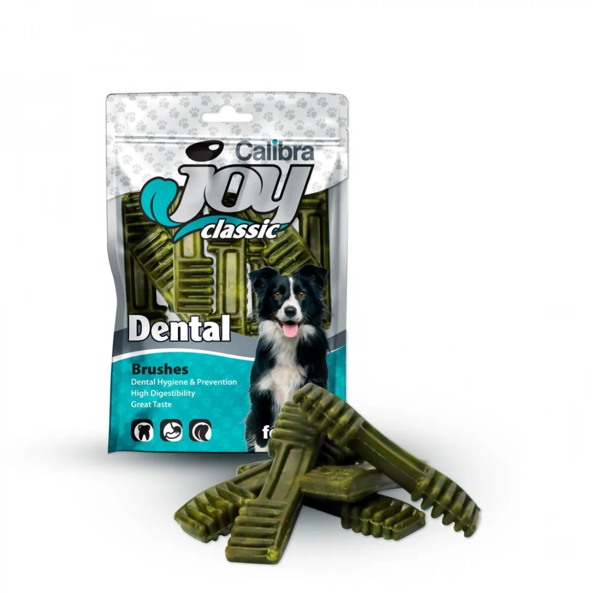 Calibra Veterinary Diets Dog Dental Brushes XS-XL Vită punguță recompense funcționale câini sensibilități dentare 85g