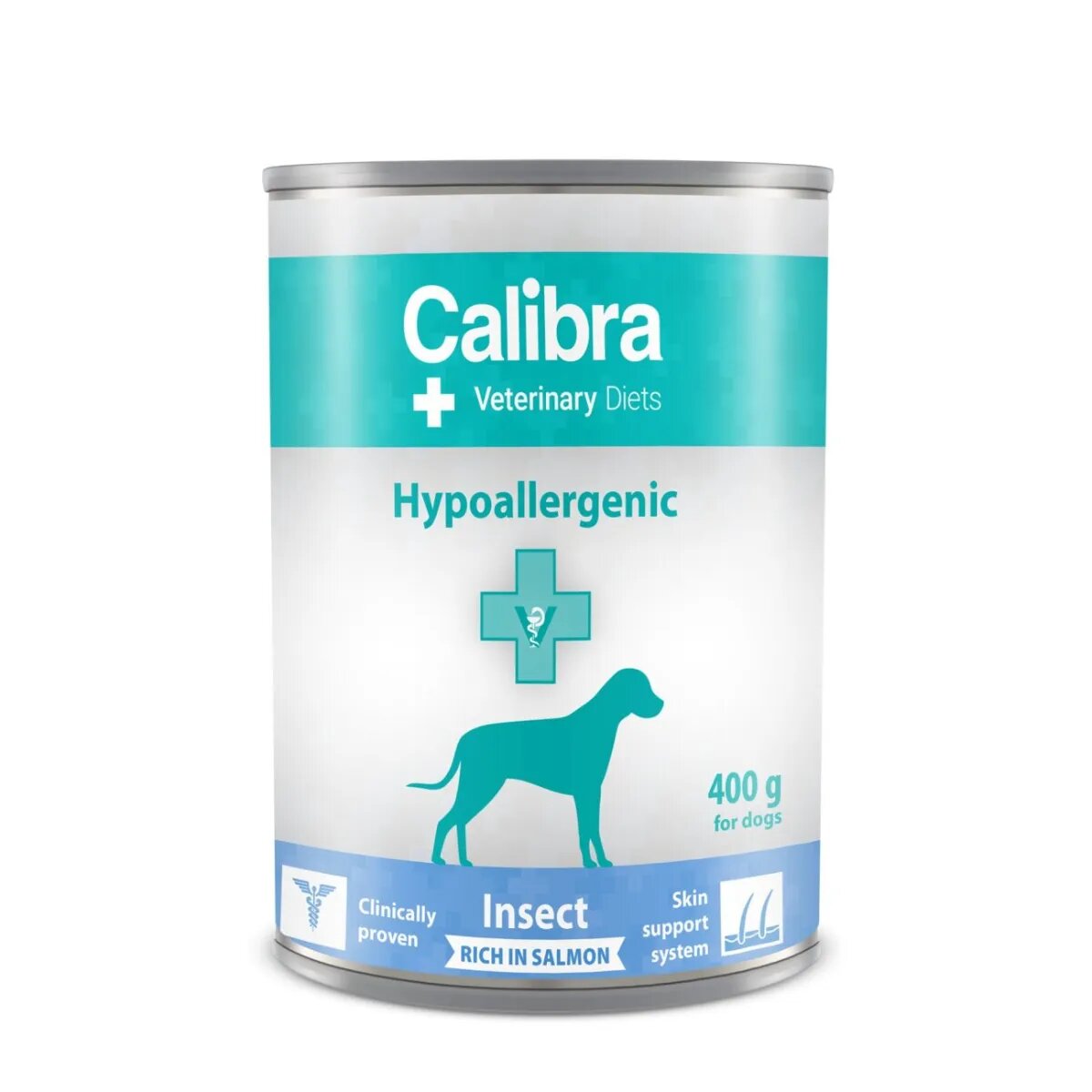 Calibra Veterinary Diets Hypoallergenic Insect & Salmon XS-XL Insecte și Somon dietă veterinară conservă hrană umedă câini alergii (pate) 400g