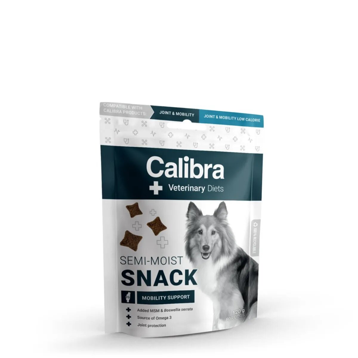 Calibra Veterinary Diets Snack Mobility Support XS-XL Hering punguță recompense funcționale câini sistem articular 120g