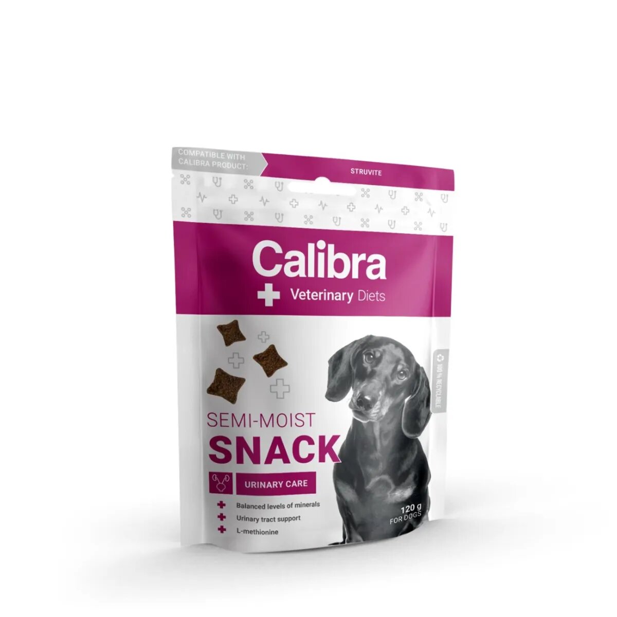 Calibra Veterinary Diets Snack Urinary Care XS-XL Pui punguță recompense funcționale câini sistem urinar 120g