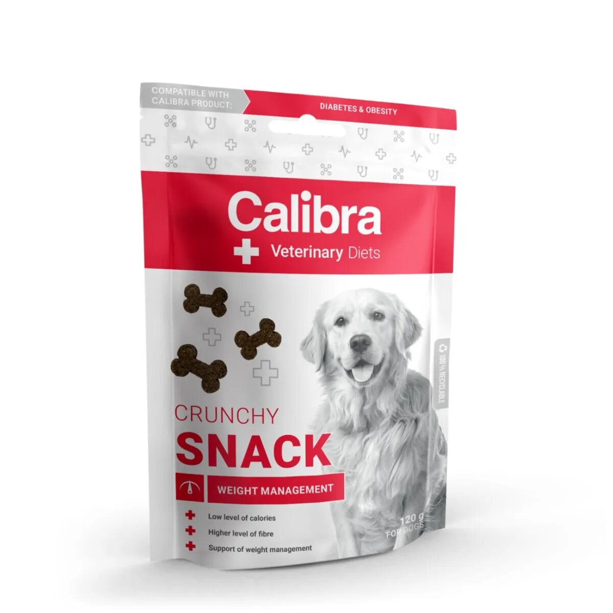 Calibra Veterinary Diets Snack Weight Management XS-XL Pui punguță recompense funcționale câini obezitate 120g