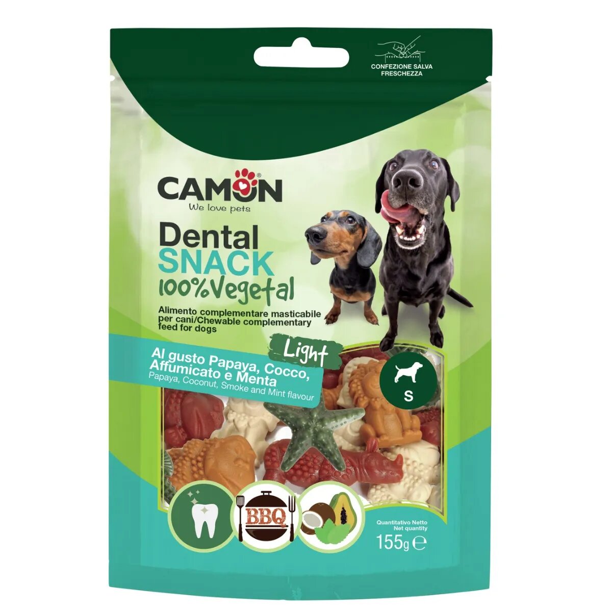 Camon Dental Snack 100% Vegetal & Light XS-S Fructe punguță recompense câini 155g