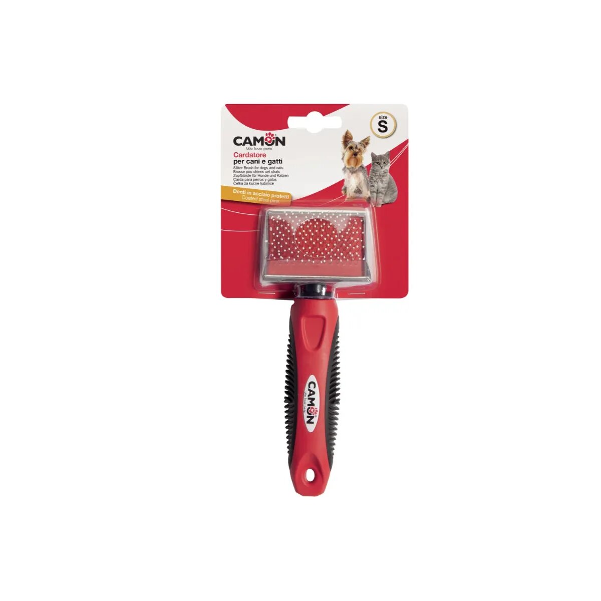 Camon Perie cu dinți de oțel și vârfuri rotunjite perie câini Perie cu dinți de oțel și vârfuri rotunjite S perie câini și pisici 4.5x6cm
