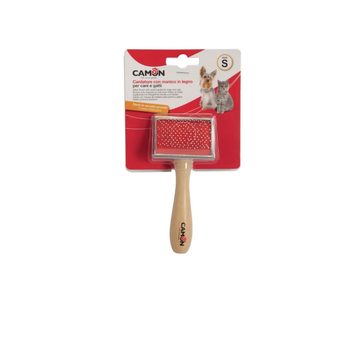 Camon Perie cu maner de lemn perie câini Perie cu maner de lemn S perie câini și pisici 4.5x6cm
