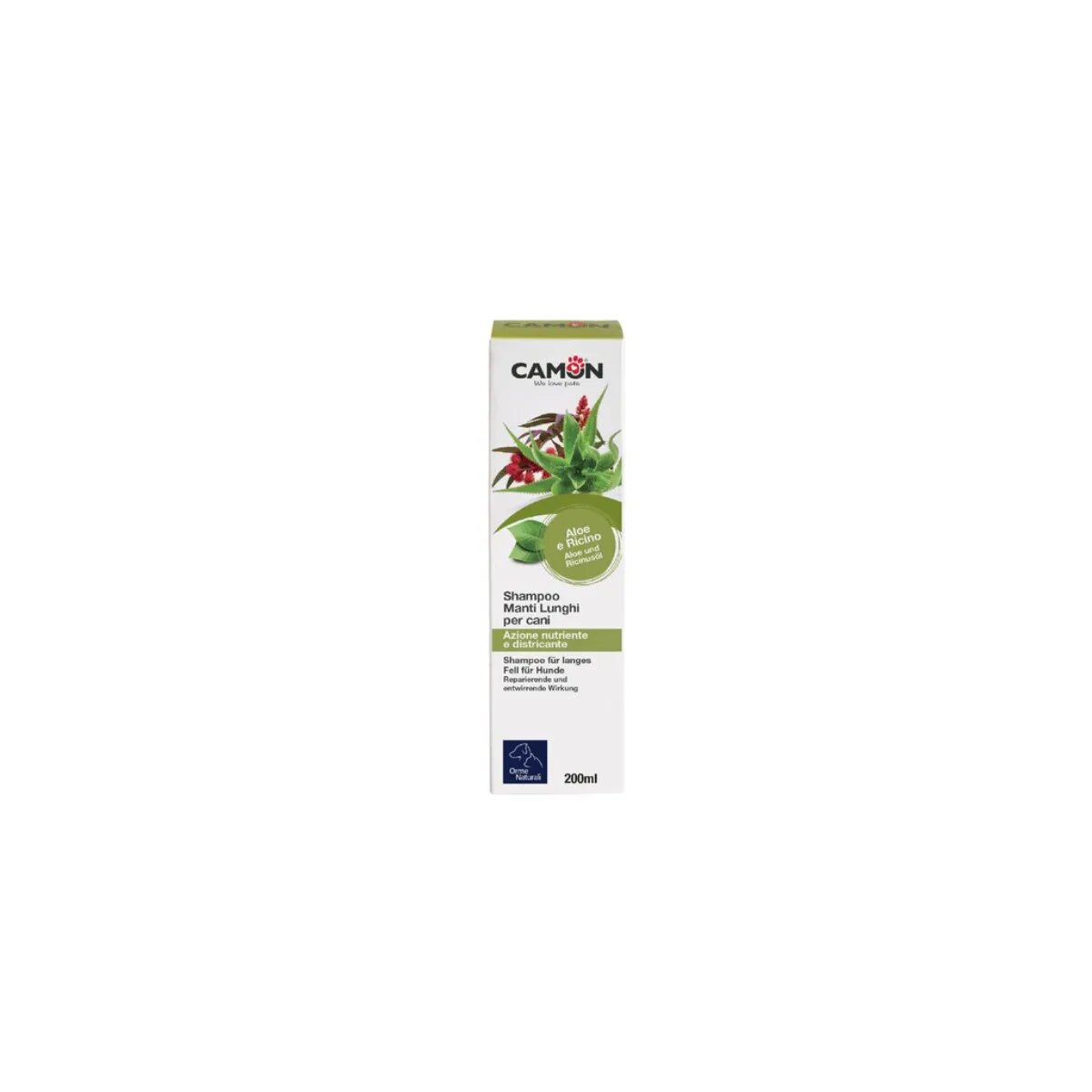 Camon șampon câini păr lung Aloe Vera și Ricin flacon cu aplicator 200ml