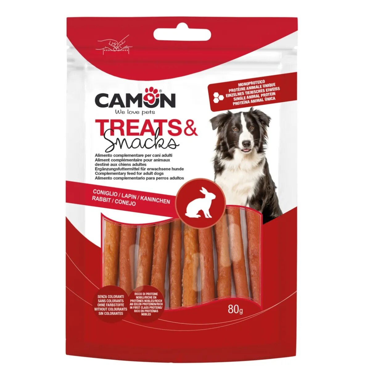 Camon Sticks Rabbit XS-XL Iepure punguță recompense câini 80g
