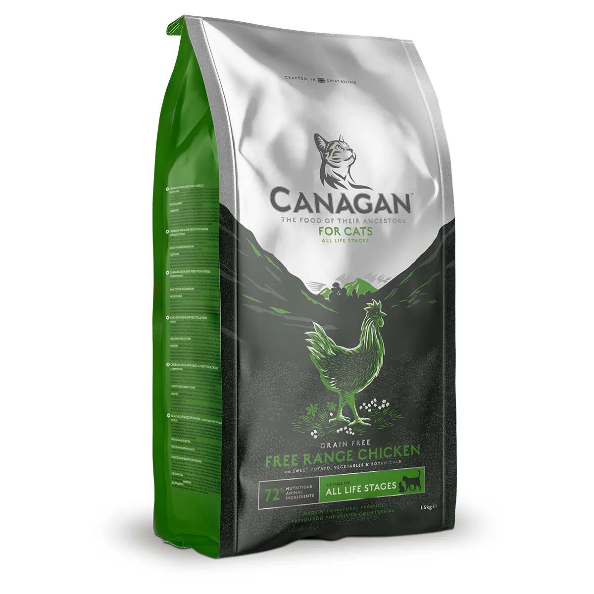 Canagan Free Range Chicken Pui hrană uscată fără cereale pisici junior & adult 375g