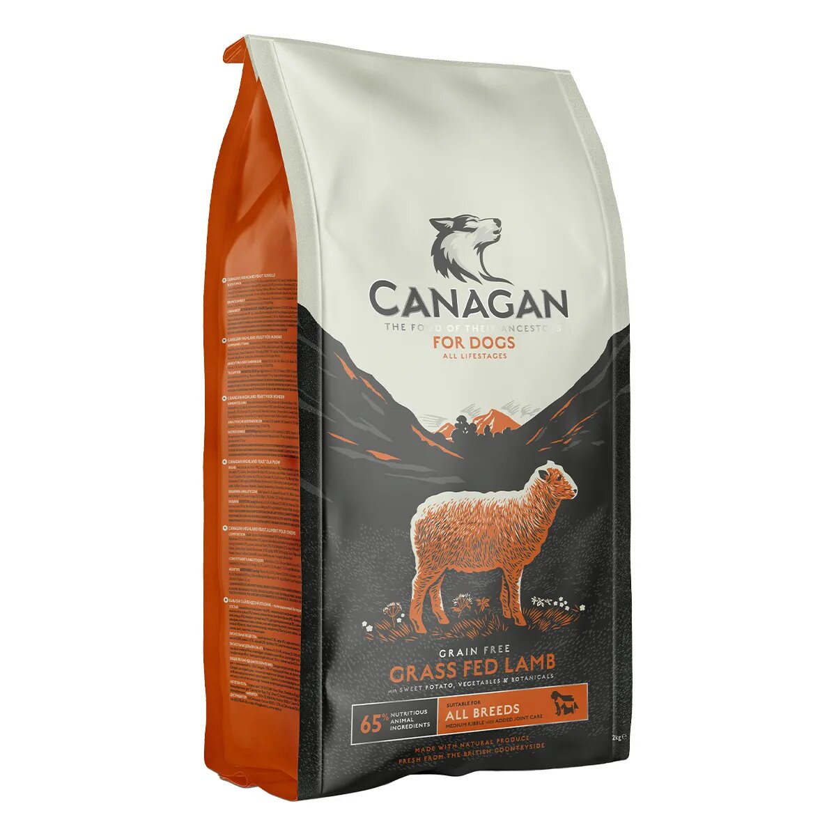 Canagan Grass Fed Lamb XS-XL Miel hrană uscată fără cereale câini junior & adult 2kg