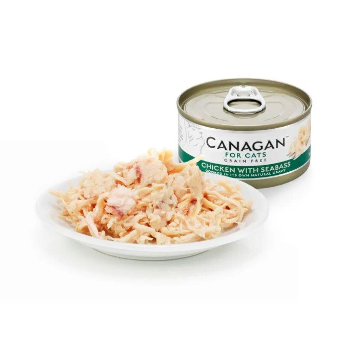 Canagan Pui și Biban conservă hrană umedă fără cereale pisici junior & adult (în suc propriu) 75g