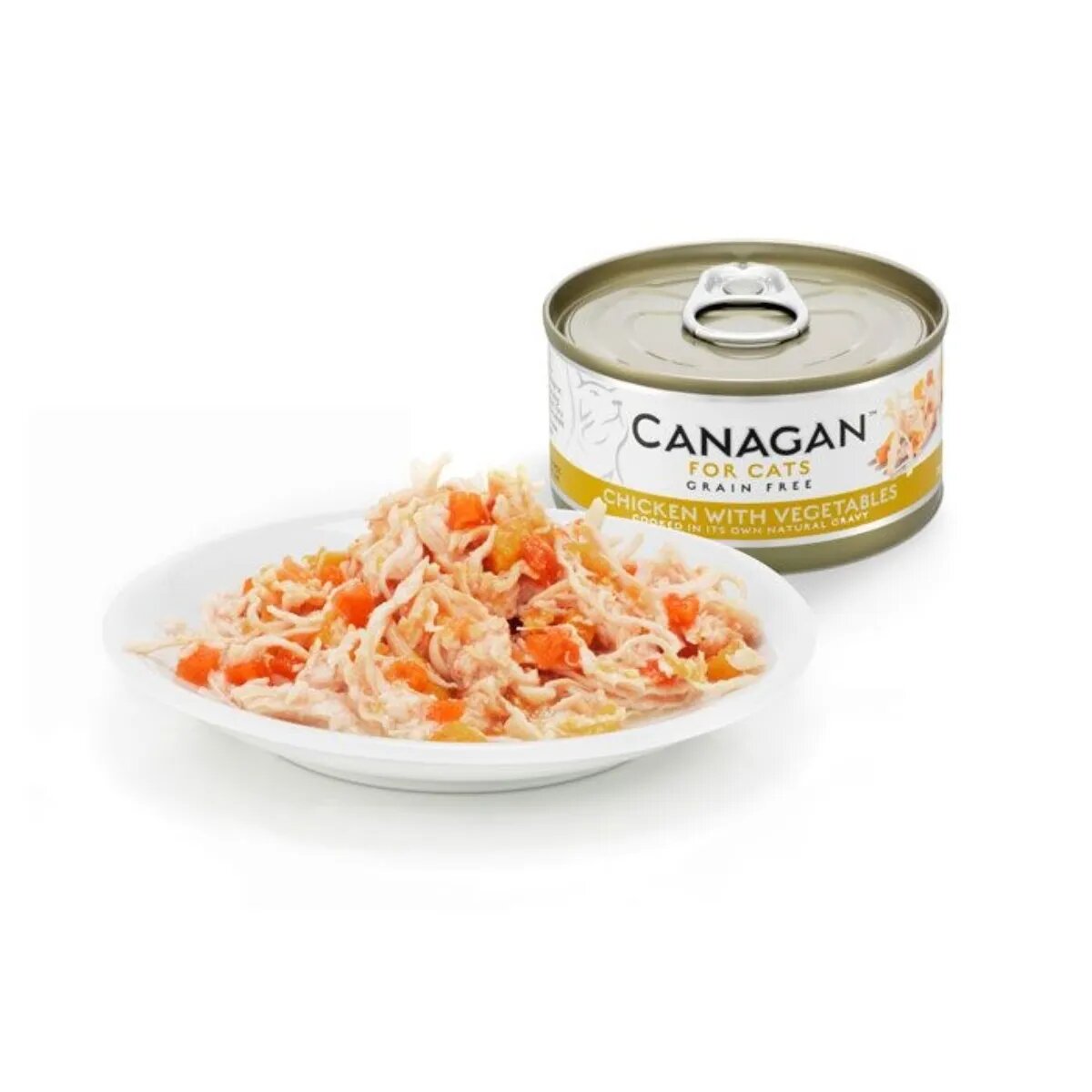 Canagan Pui și Legume conservă hrană umedă fără cereale pisici junior & adult (în suc propriu) 75g