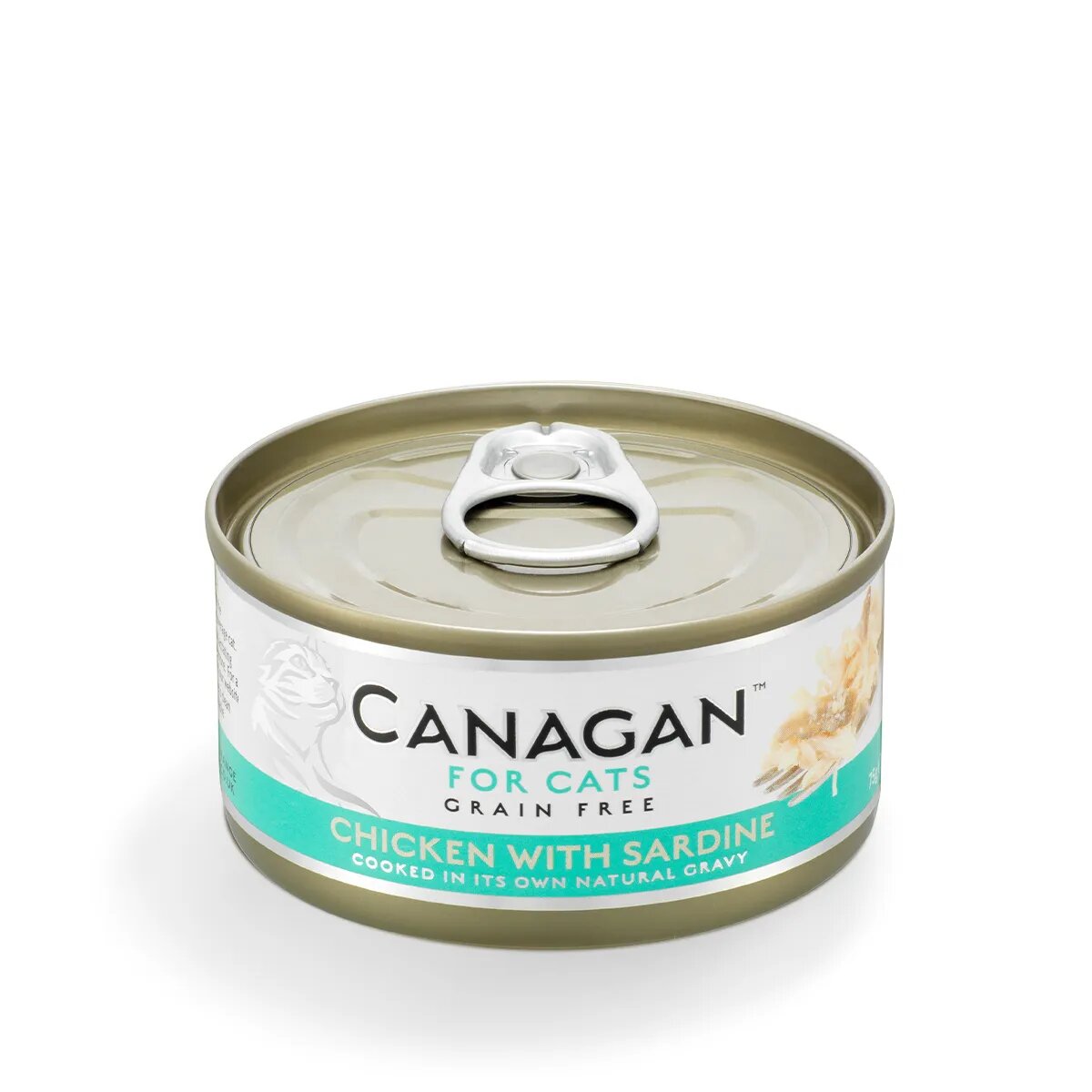 Canagan Pui și Sardine conservă hrană umedă fără cereale pisici junior & adult (în suc propriu) 75g