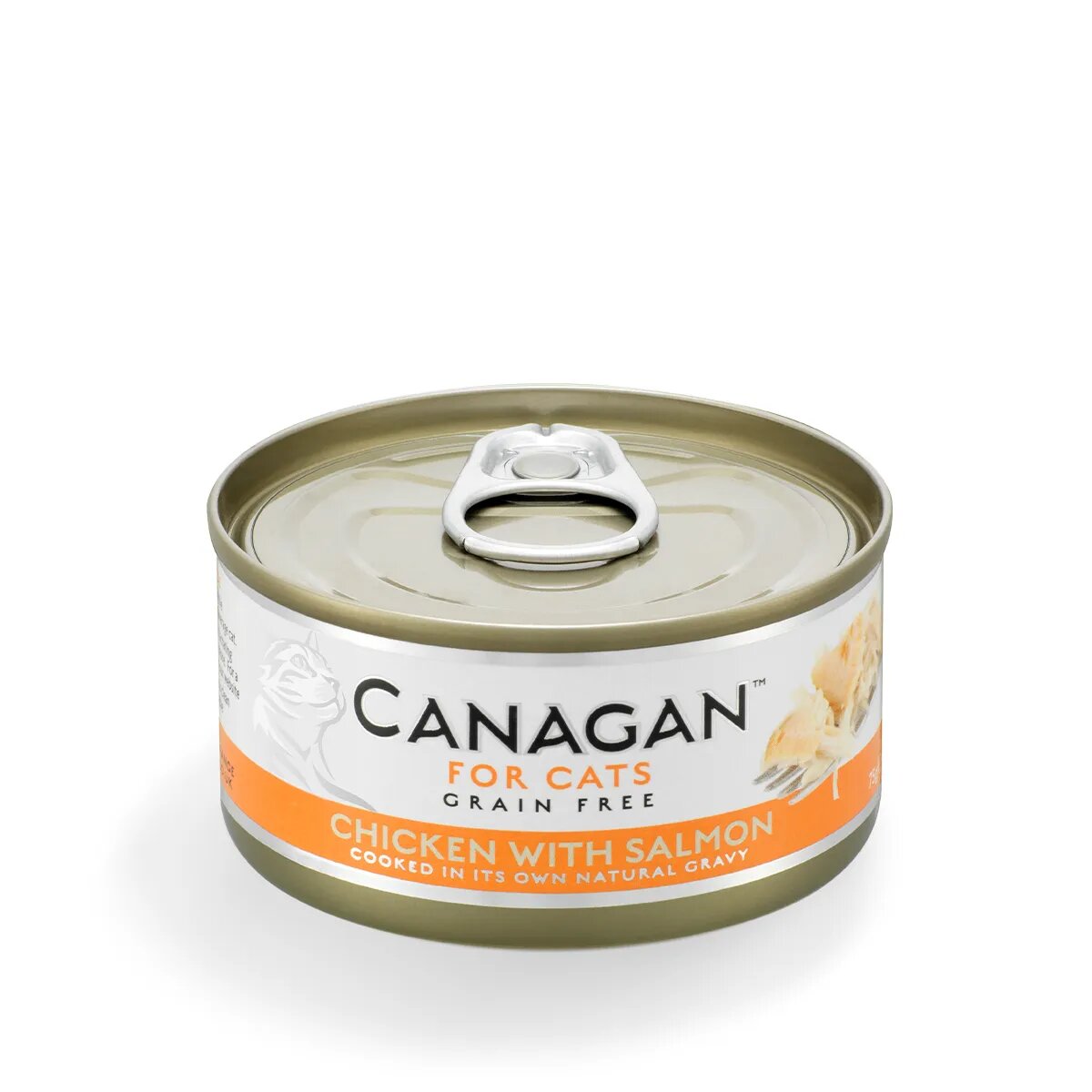 Canagan Pui și Somon conservă hrană umedă fără cereale pisici junior & adult (în suc propriu) 75g