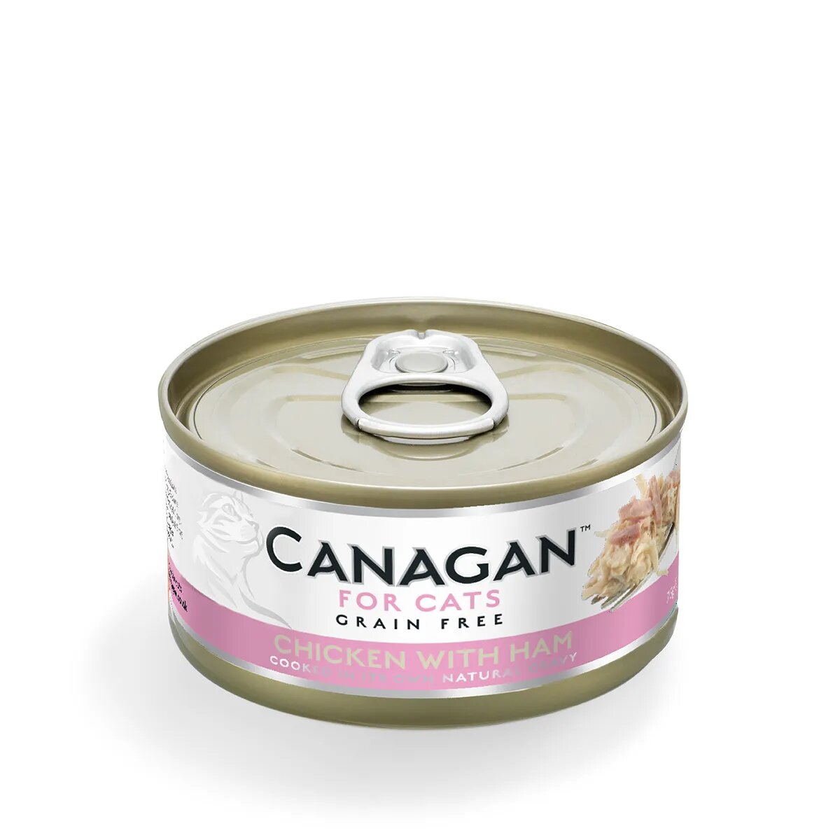 Canagan Pui și Șuncă conservă hrană umedă fără cereale pisici junior & adult (în suc propriu) 75g