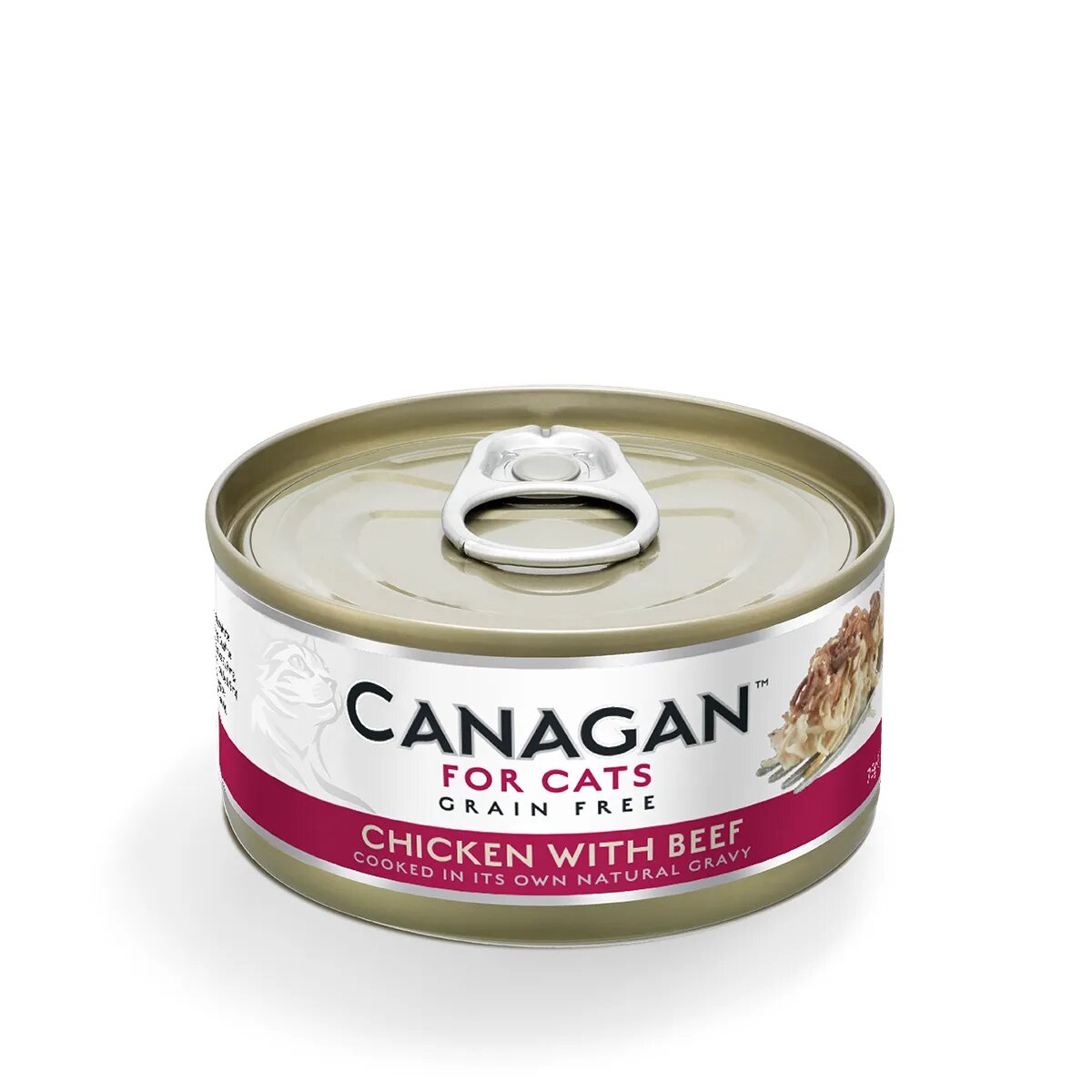 Canagan Pui și Vită conservă hrană umedă fără cereale pisici junior & adult (în suc propriu) 75g