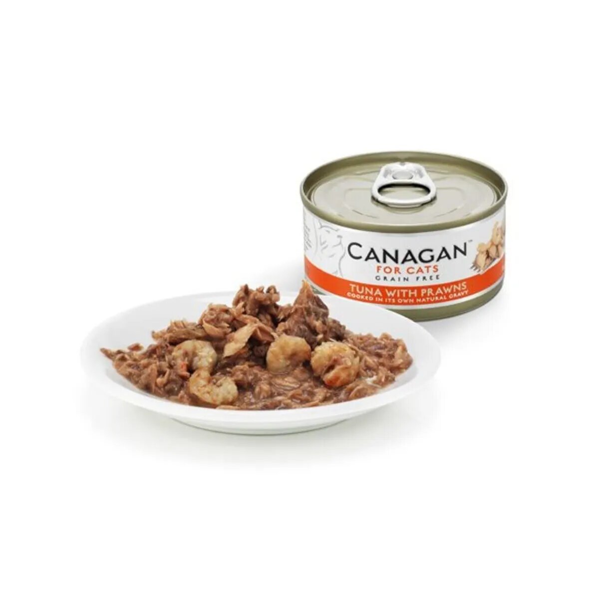Canagan Ton și Creveți conservă hrană umedă fără cereale pisici junior & adult (în suc propriu) 75g