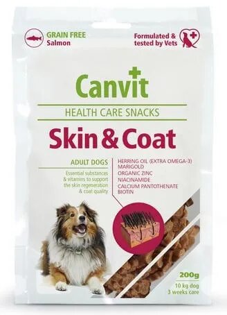 Canvit Skin & Coat XS-XL Somon punguță recompense funcționale câini piele & blană 200g