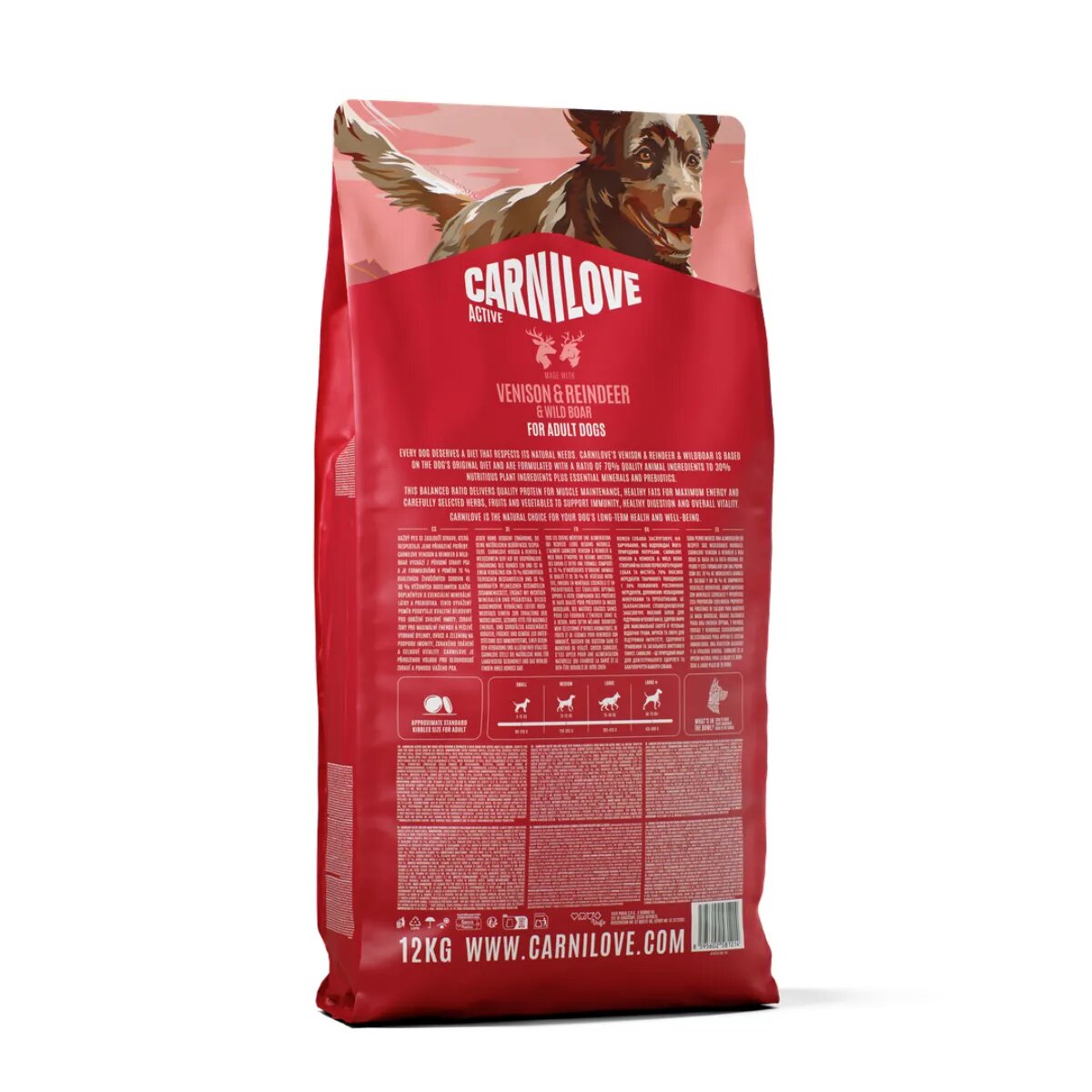 Carnilove Active XS-XL Vânat și Ren hrană uscată fără cereale câini 12kg
