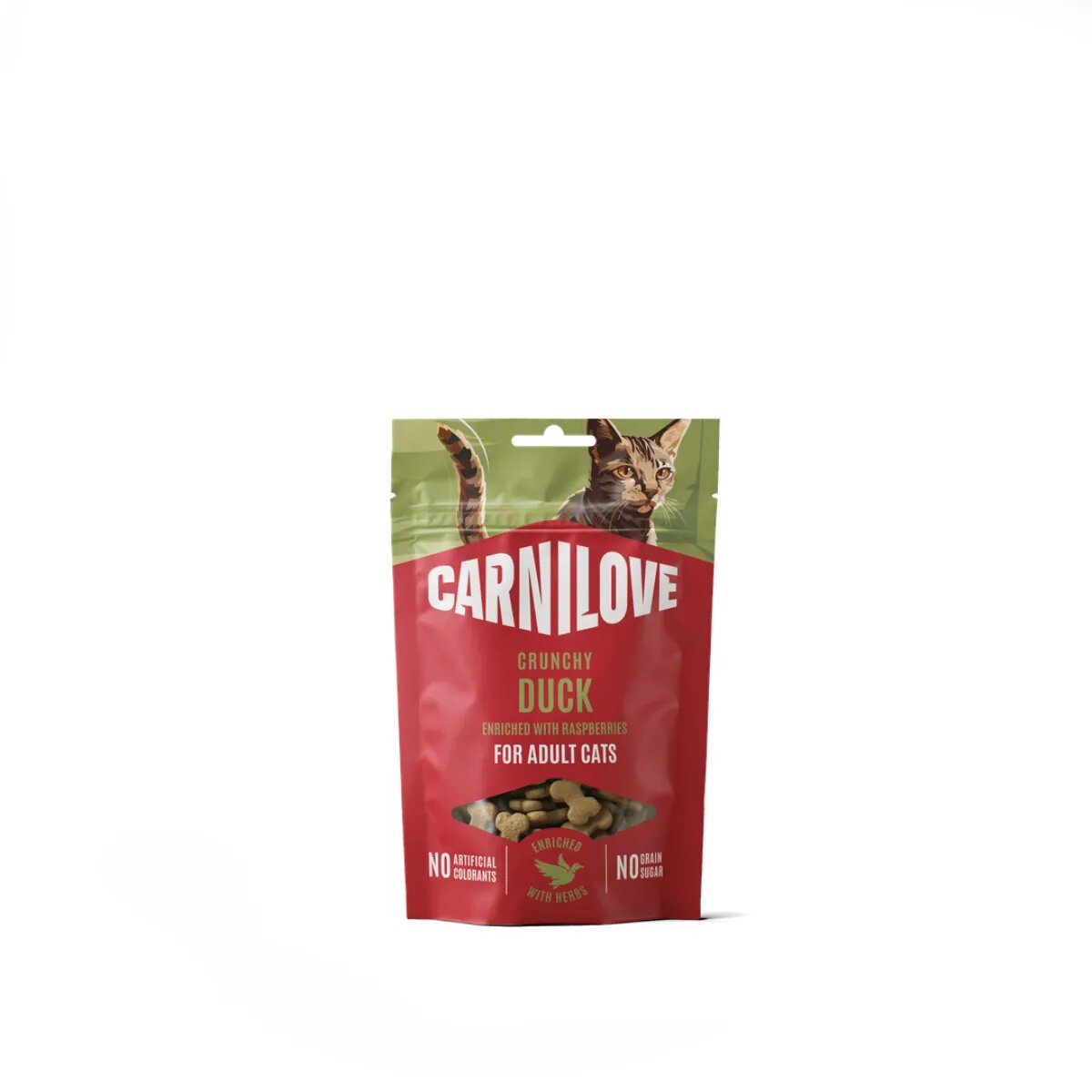 Carnilove Crunchy Snack Rață și Zmeură punguță recompense fără cereale pisici 50g