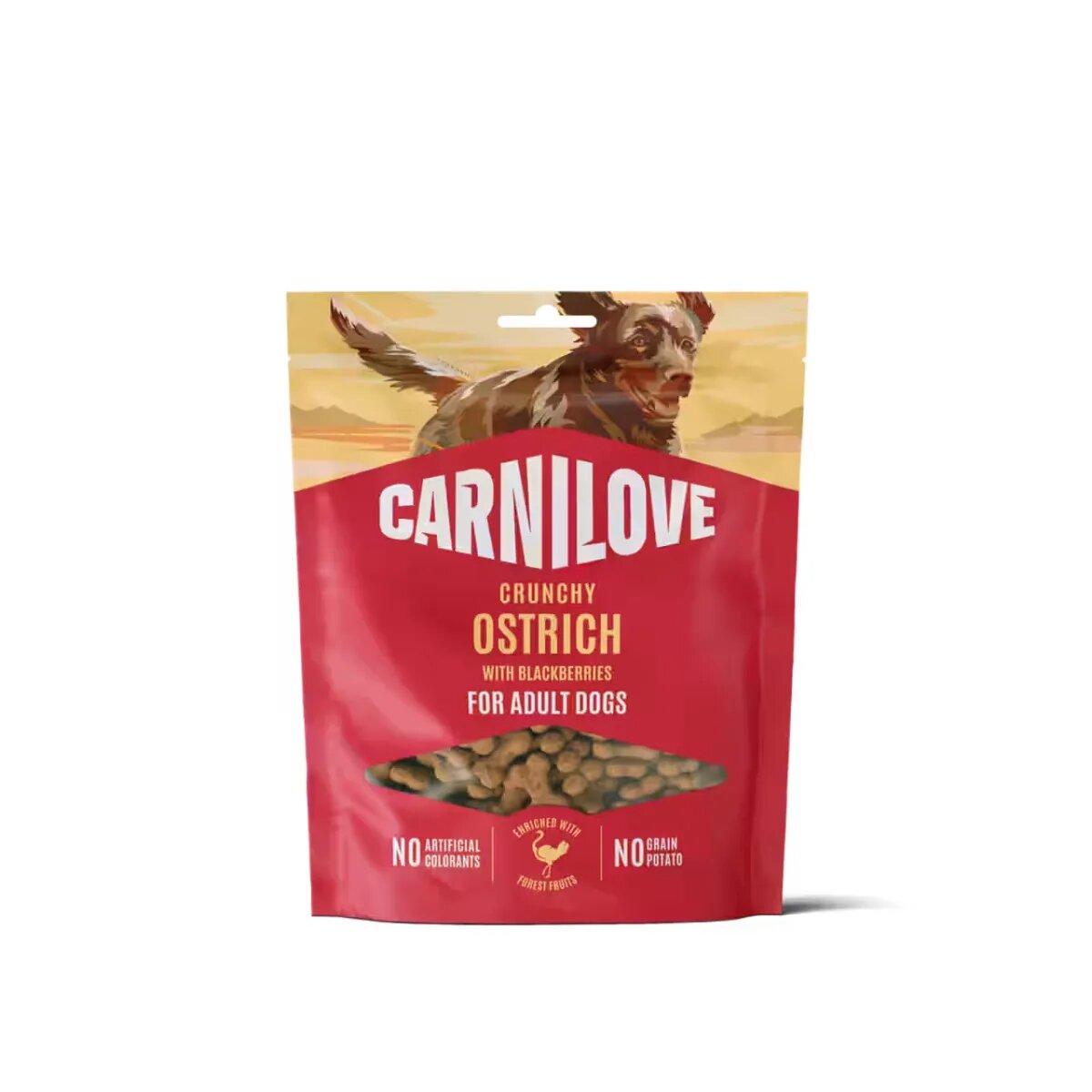 Carnilove Crunchy XS-XL Struț și Afine punguță recompense fără cereale câini 200g
