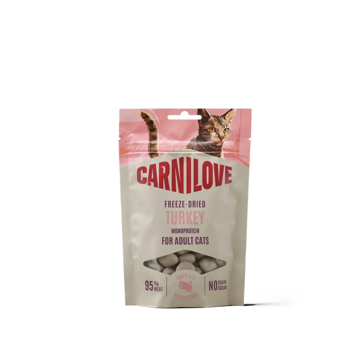 Carnilove Freeze Dried Curcan și Catnip punguță recompense monoproteice fără cereale pisici deshidratat 40g