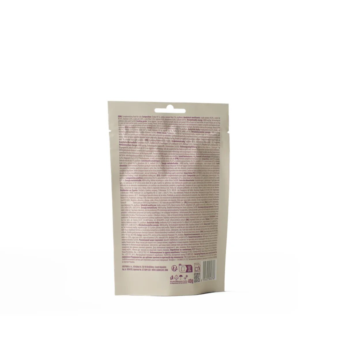 Carnilove Freeze Dried Curcan și Catnip punguță recompense monoproteice fără cereale pisici deshidratat 40g