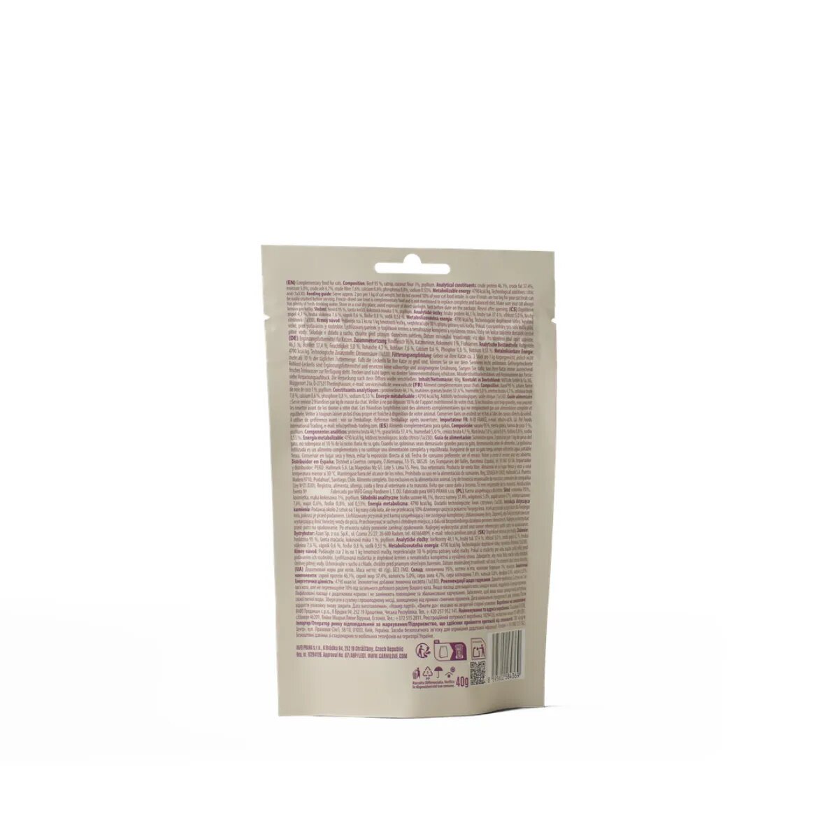 Carnilove Freeze Dried Vită și Catnip punguță recompense monoproteice fără cereale pisici deshidratat 40g