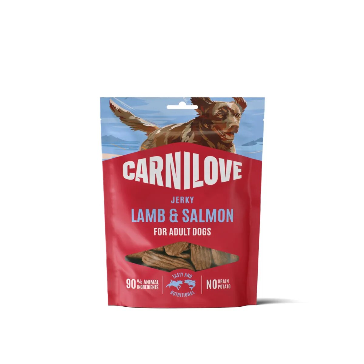 Carnilove Jerky XS-XL Miel și Somon punguță recompense fără cereale câini 100g