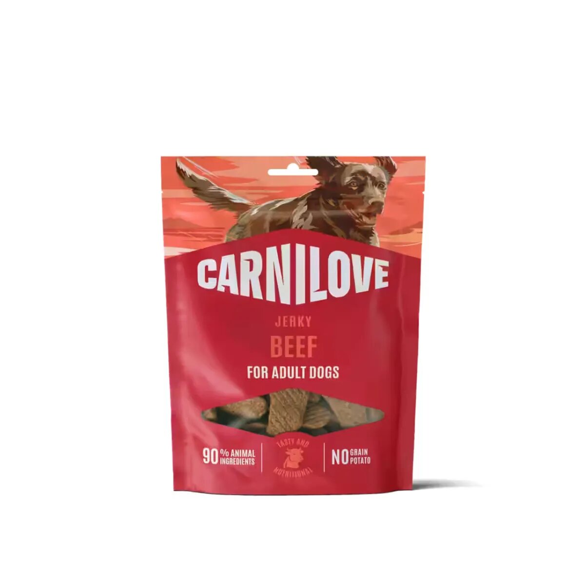 Carnilove Jerky XS-XL Vită punguță recompense fără cereale câini 100g
