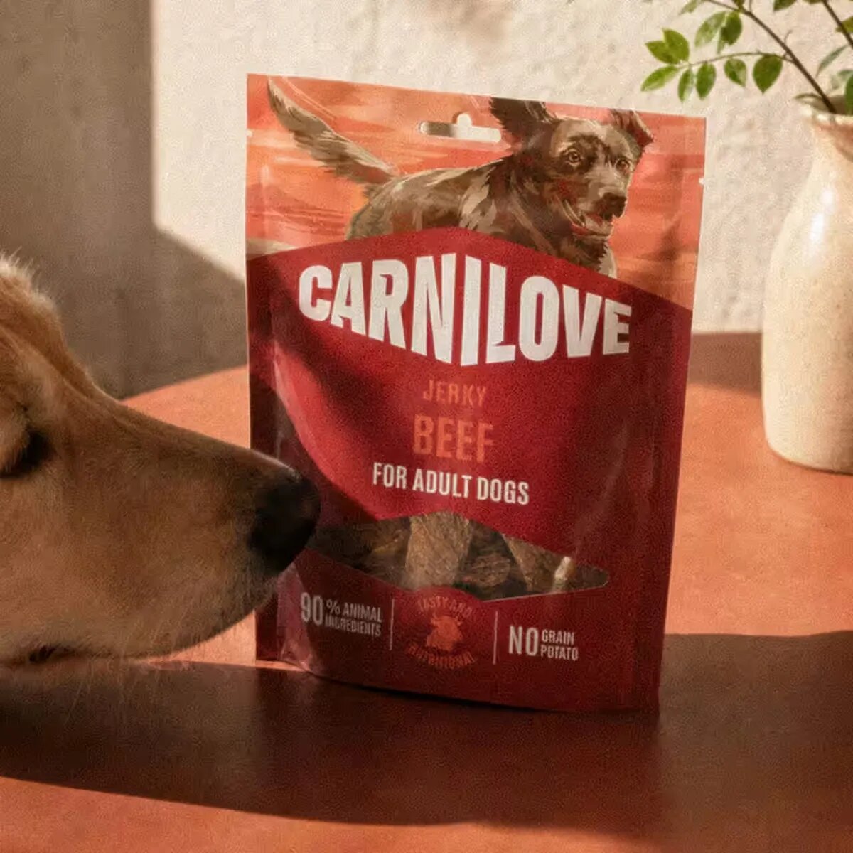 Carnilove Jerky XS-XL Vită punguță recompense fără cereale câini 100g