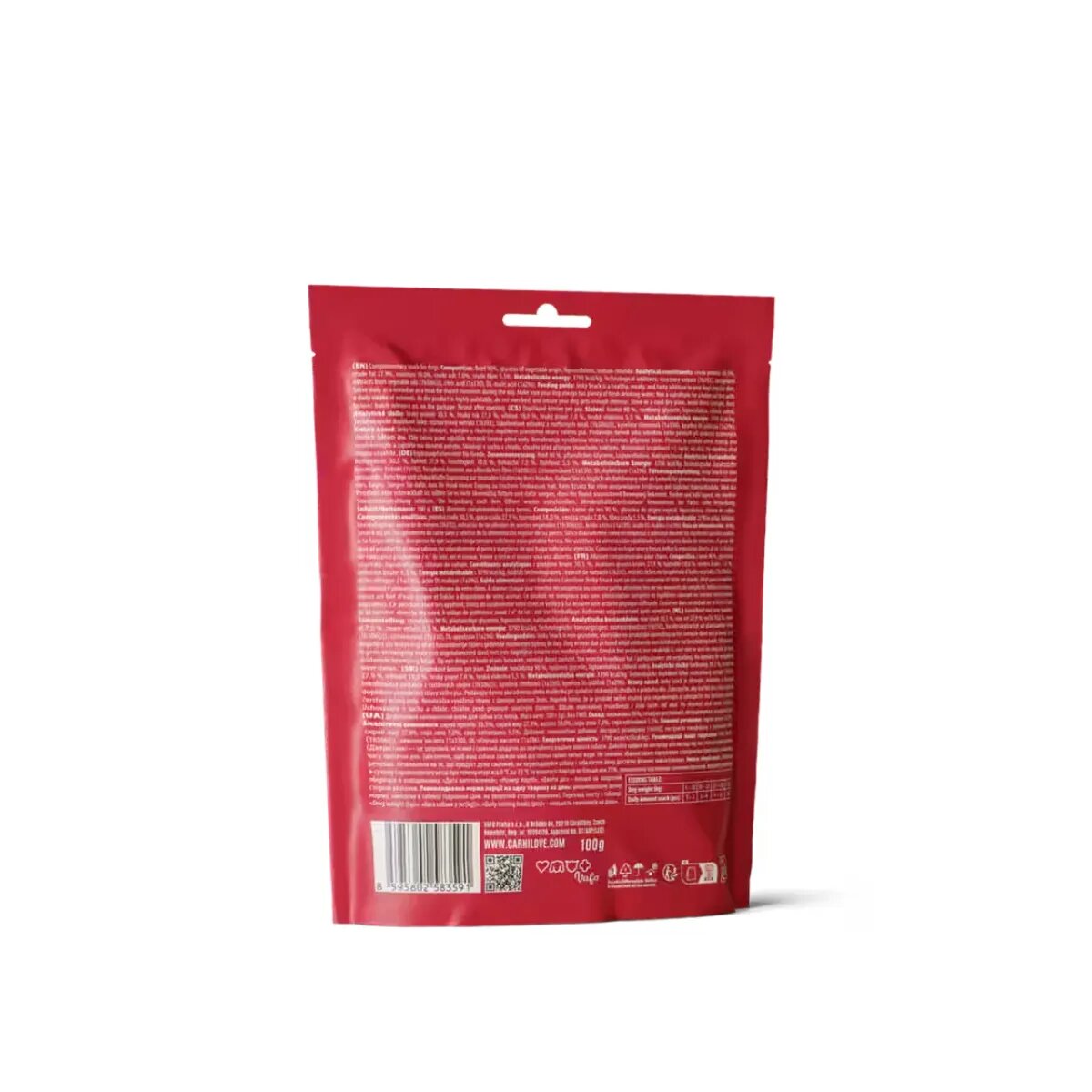 Carnilove Jerky XS-XL Vită punguță recompense fără cereale câini 100g
