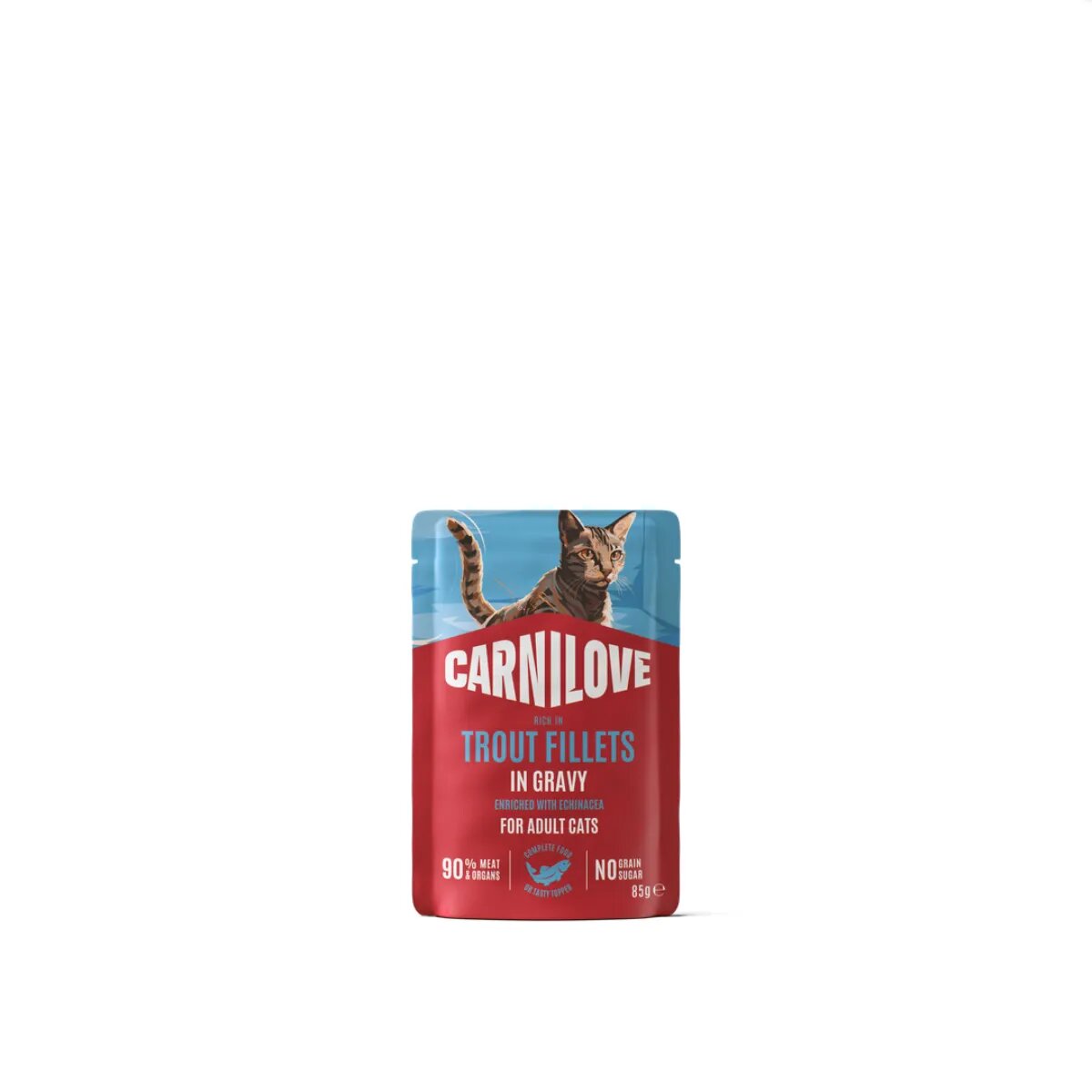 Carnilove Păstrăv plic hrană umedă fără cereale pisici (în sos) 85g