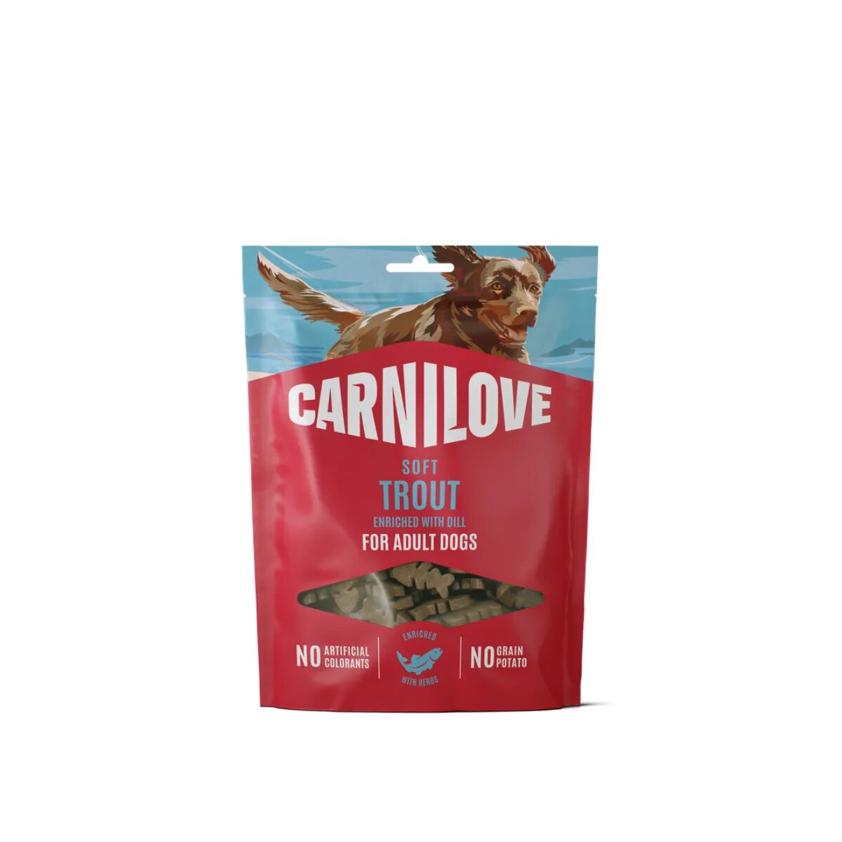 Carnilove Soft XS-XL Păstrăv punguță recompense fără cereale câini 200g