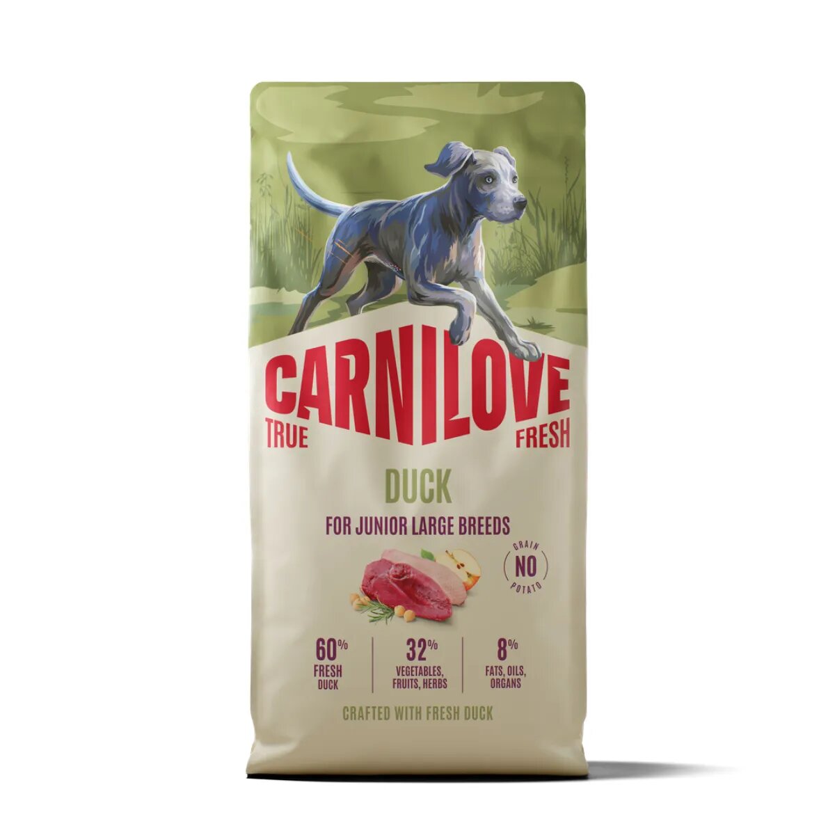 Carnilove True Fresh Junior Large Breeds L-XL Rață hrană uscată fără cereale câini junior 12kg