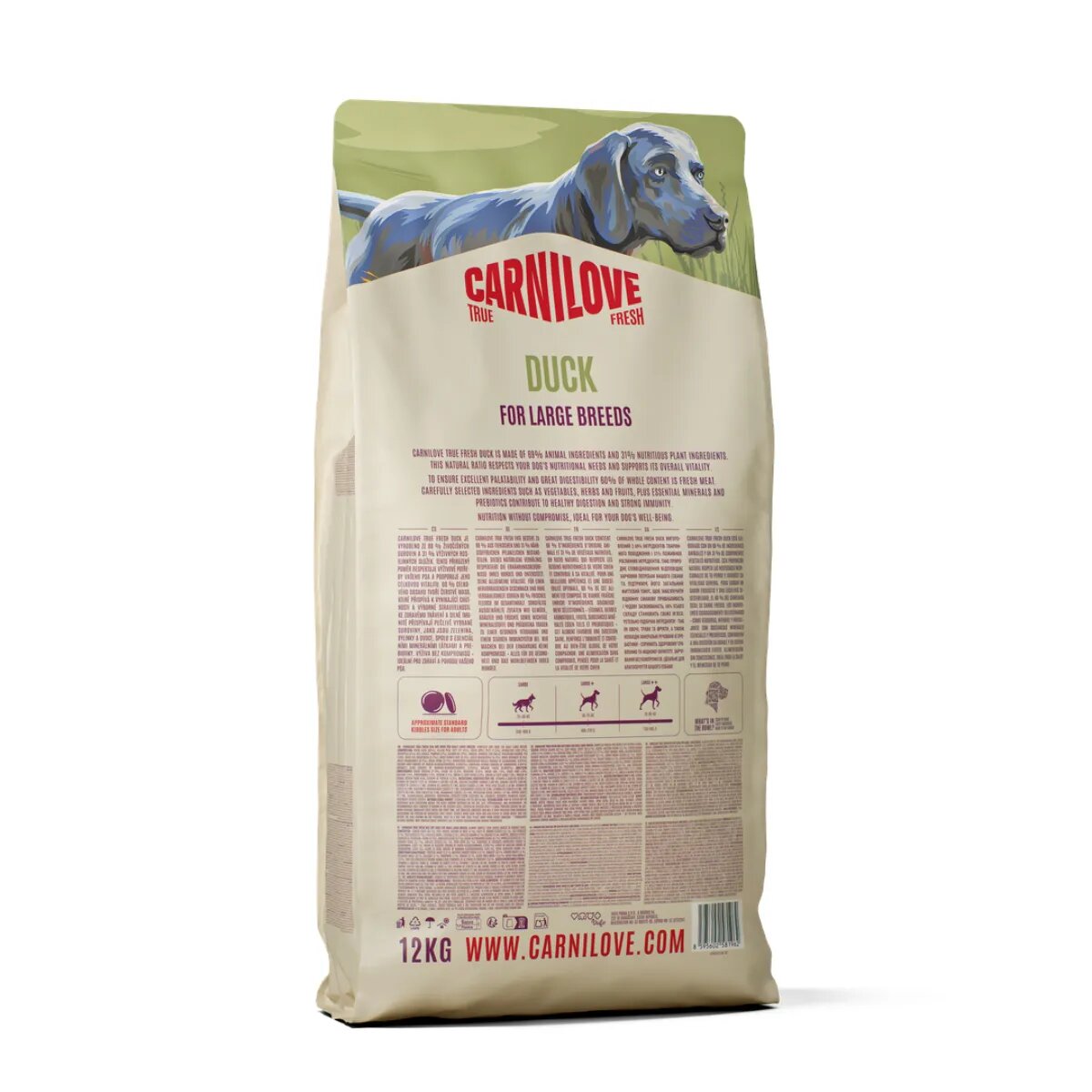 Carnilove True Fresh Large Breeds L-XL Rață hrană uscată fără cereale câini 4kg