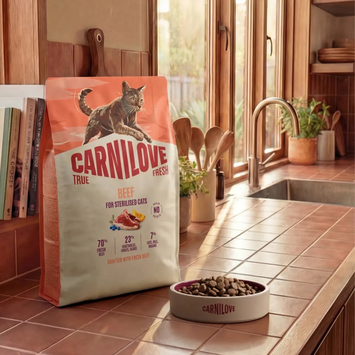Carnilove True Fresh Sterilised Pește și Curcan hrană uscată fără cereale pisici sterilizate 2kg